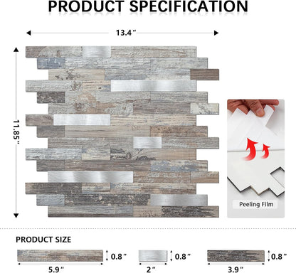 Midcard 10 Sheets Peel and Stick Backsplash PVC Wall Tile,for Kitchen Backsplash