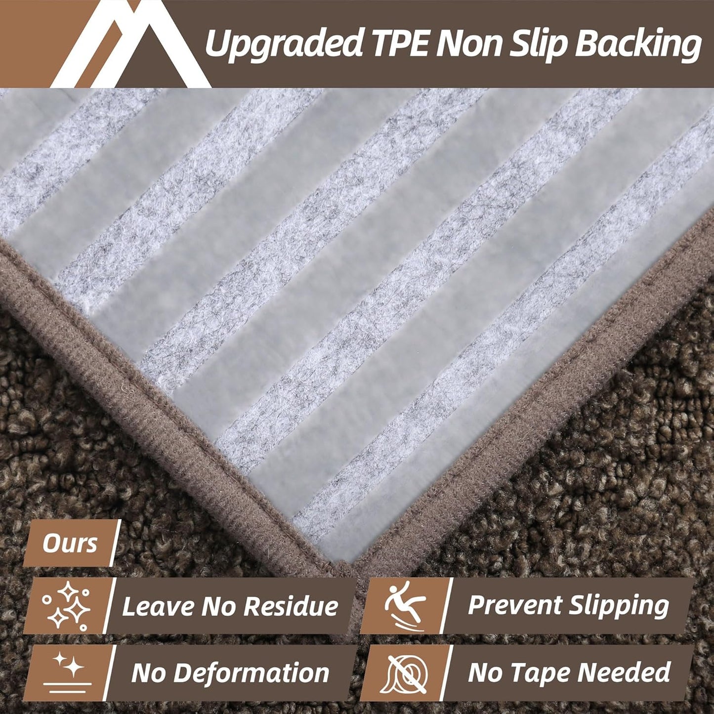 COSY HOMEER Edging Stair Treads Non-Slip Carpet Mat 28inX9in Indoor Stair Runners for Wooden Steps, Edging Stair Rugs for Kids and Dogs, 100% Polyester TPE Backing(4pc, Beige)