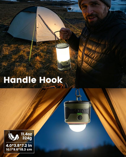 Glocusent 1200LM LED Camping Lantern Rechargeable, 7 Light Modes, 5000mAh Power Bank, IP45 Waterproof, Perfect Lantern Flashlight for Hurricane, Emergency, Power Outages, Home, USB C Cable Included