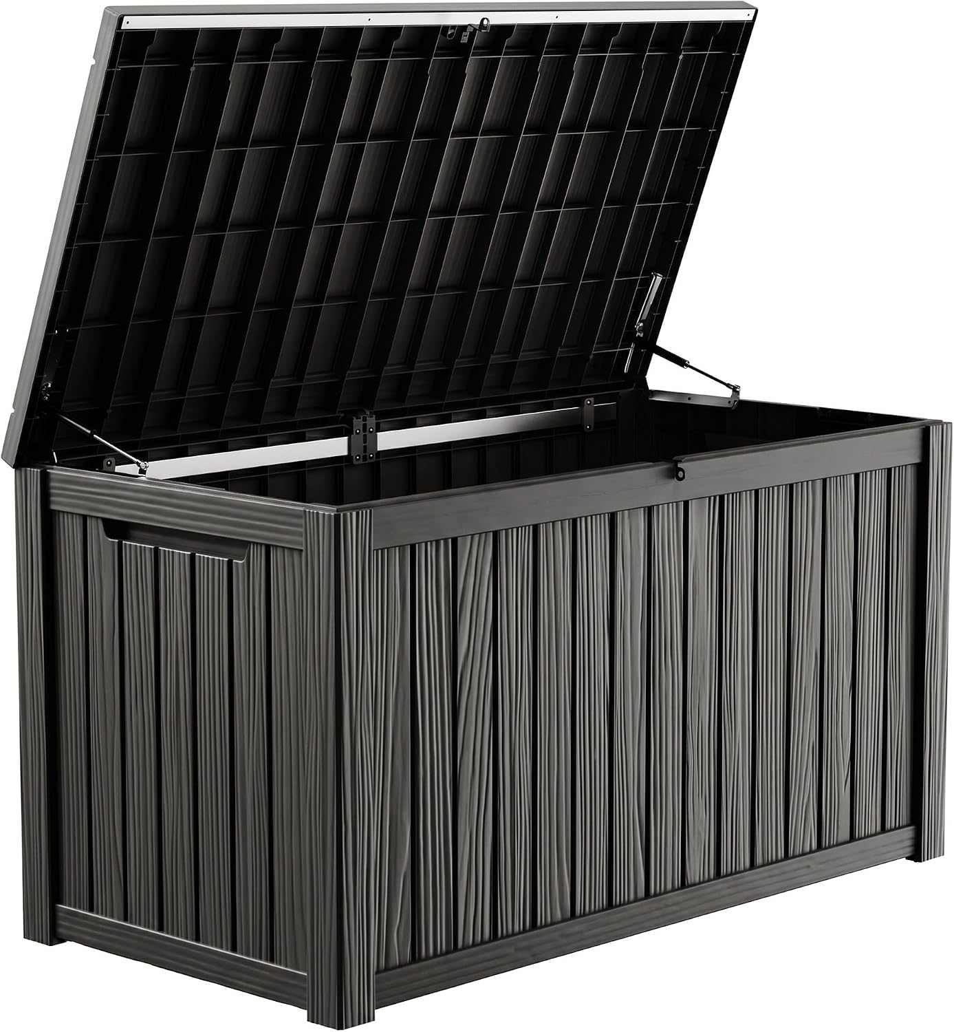 PatioZen 50 Gallon Deck Box Outdoor, Weatherproof Resin Patio Storage Box, Waterproof Outdoor Storage Boxes with Lid Lockable for Cushions, Garden Tools,Grey