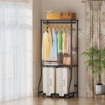 Golpart Over Washer and Dryer Shelves,Heavy Duty Laundry Room Storage Organization Clothes Drying Rack,5 Tier Adjustable Height Wire Shelving and Wire Basket with Hanger Rod&Hook,Space Saving Shelf
