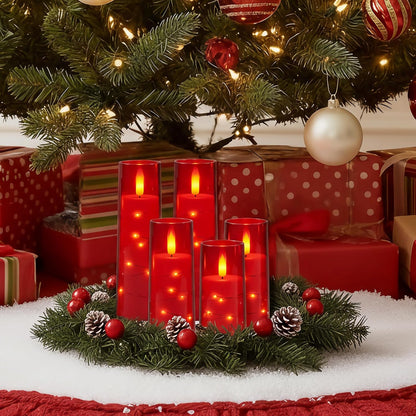Raycare Flameless Candle with Remote Timer, 3 Flickering Acrylic Battery Operated LED Pillar Candles with Embedded Star String for Christmas, Wedding, Home Table Decor, and as a Gift (Ivory White)