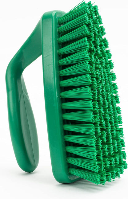 SPARTA Heavy Duty Scrub Brush, Hand Brush with Iron Shape Handle Design for Scrubbing Kitchen Pots and Pans or Bathroom Sink and Shower, 6 Inches, Black, Twin