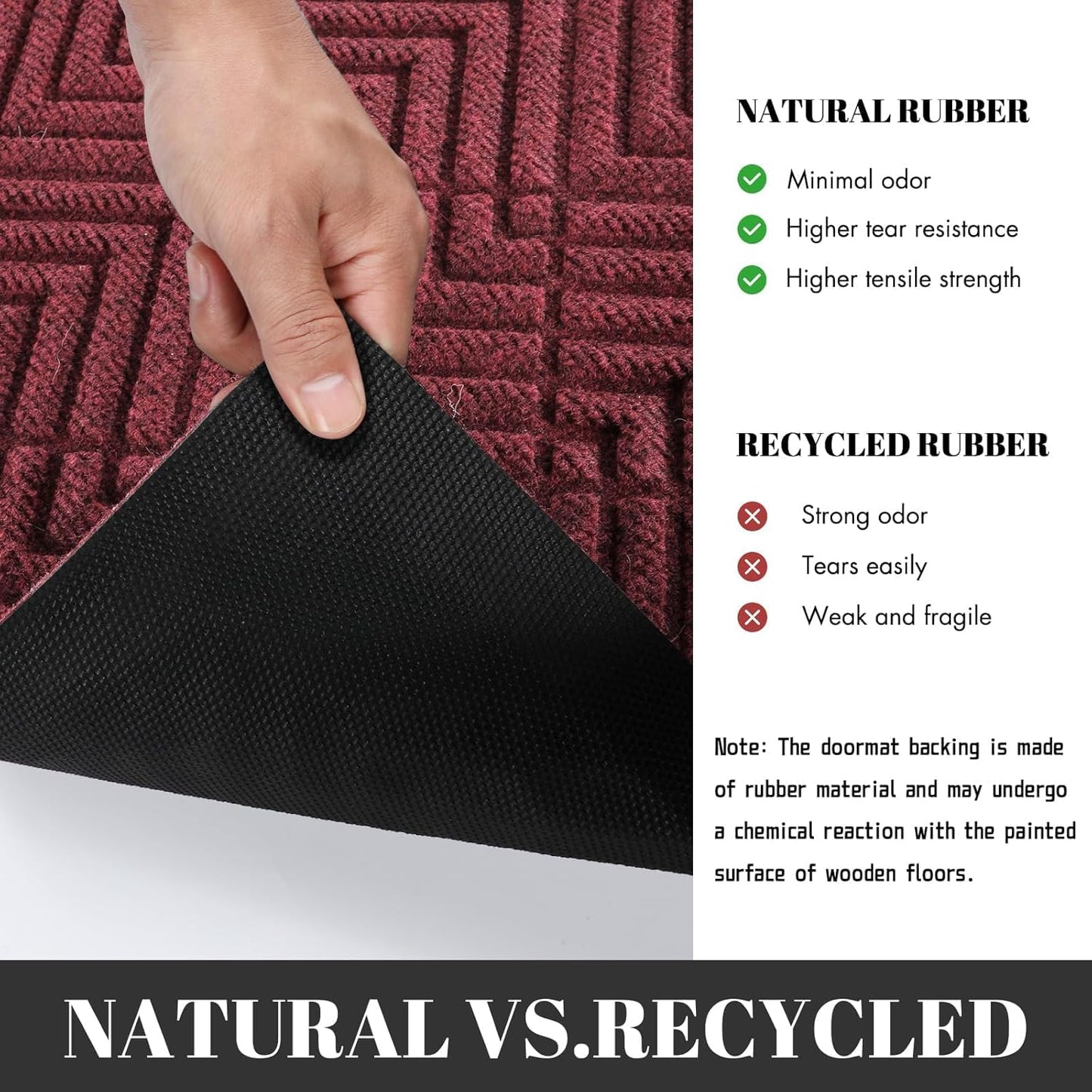 Yimobra Front Door Mat, All-Season Waterproof Outdoor Mat for Entrance with Drainage Holes, Heavy Duty Non-Slip Doormat for Garage Patio Entryway Indoor, 29.5x17, Red