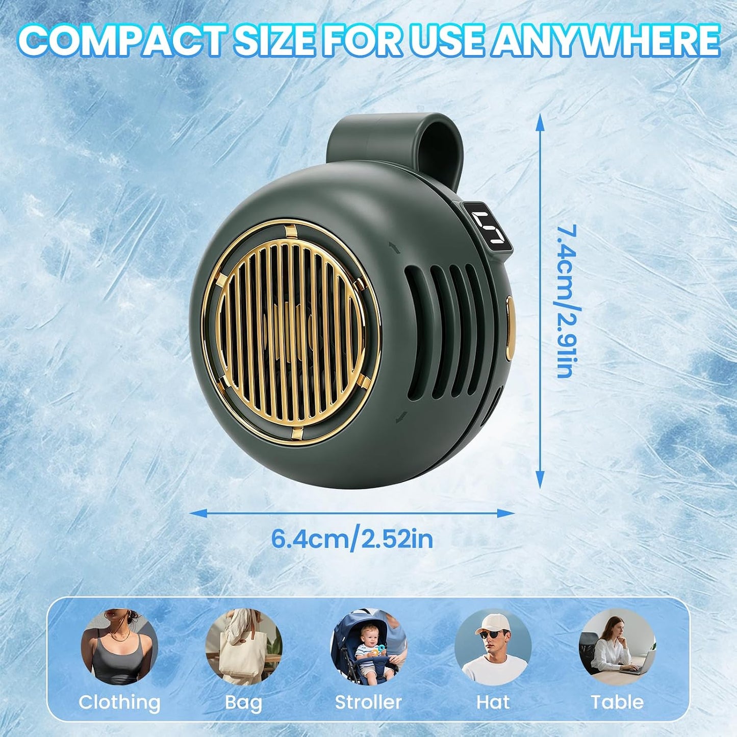 Portable Silent Mini Bladeless Fan Clip On, Adjustable 5 Speeds 360° Rotatable Clip on Fan for Shirt & Waist, USB Rechargeable Small Whirlwind Fans, For Outdoor & Travel & Office (White)