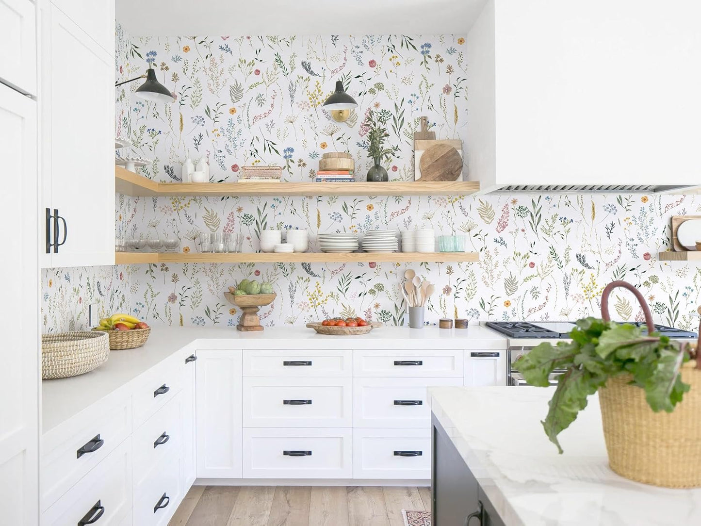 Dimoon 17.3''x78.7'' Vintage Peel and Stick Wallpaper Boho Beige Neutral Contact Paper White Floral Bird Wallpaper Removable Botanical Renter Friendly Modern Wall Paper Bedroom Bathroom Vinyl Roll