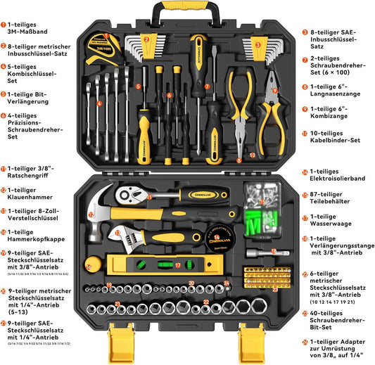 209 Piece Tool Kit for Home Socket Wrench Auto Repair Tool Set,General Household Tool box,Basic Hand Tool Kit,Perfect for Homeowner, Diyer, Handyman