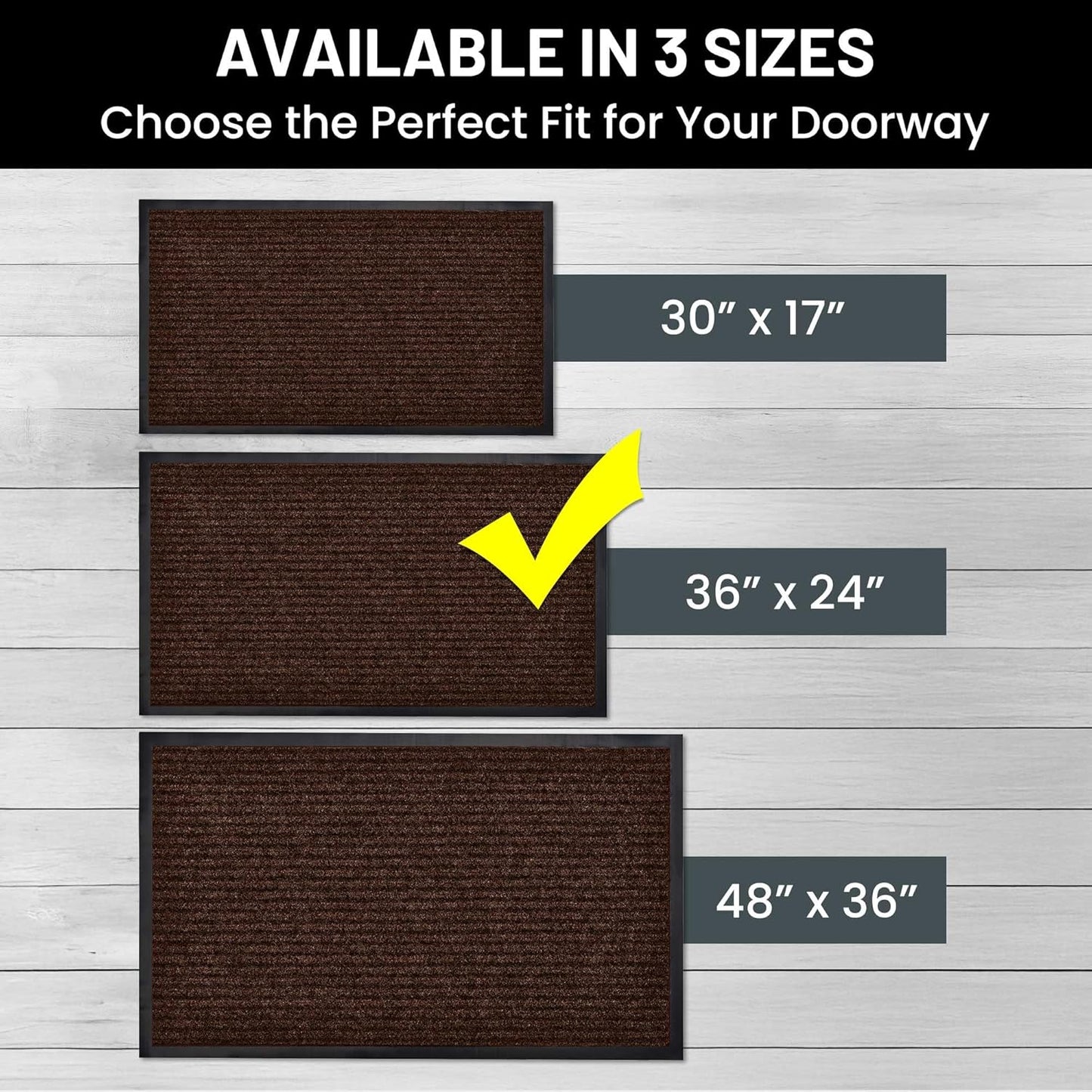 Sierra Concepts Front Door Mat Welcome Floor Mats - Entryway Indoor Outdoor Entrance Doormat, Patio, Porch, Muddy Shoe, Inside Outside Low Profile, 30x17 inches, 2-Pack Gray
