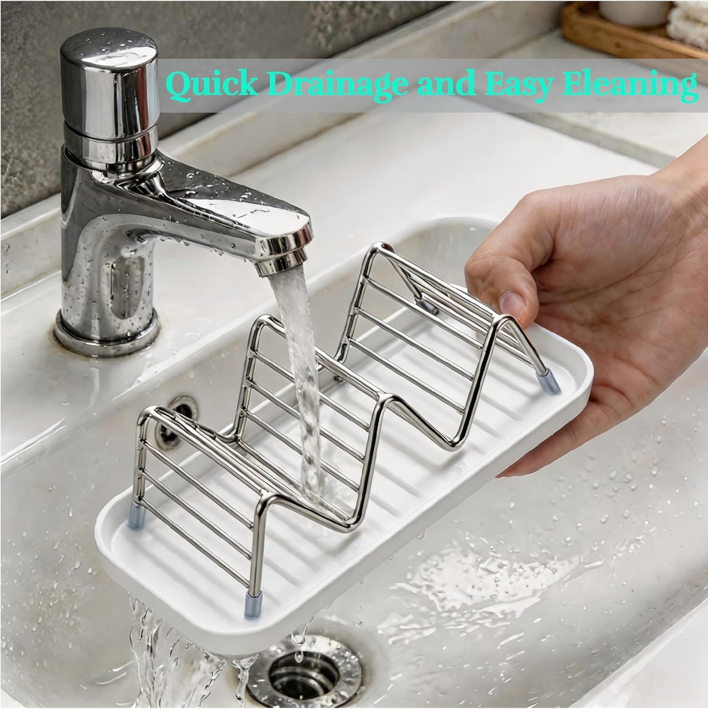 304 Stainless Steel Wavy Soap Dish, Self Draining Shampoo Bar Holder with Removable Drip Tray, Rustproof Quick Dry Bar Soap Organizer for Shower Bathroom Kitchen, Holds 2-3 Bars, 1 Pack