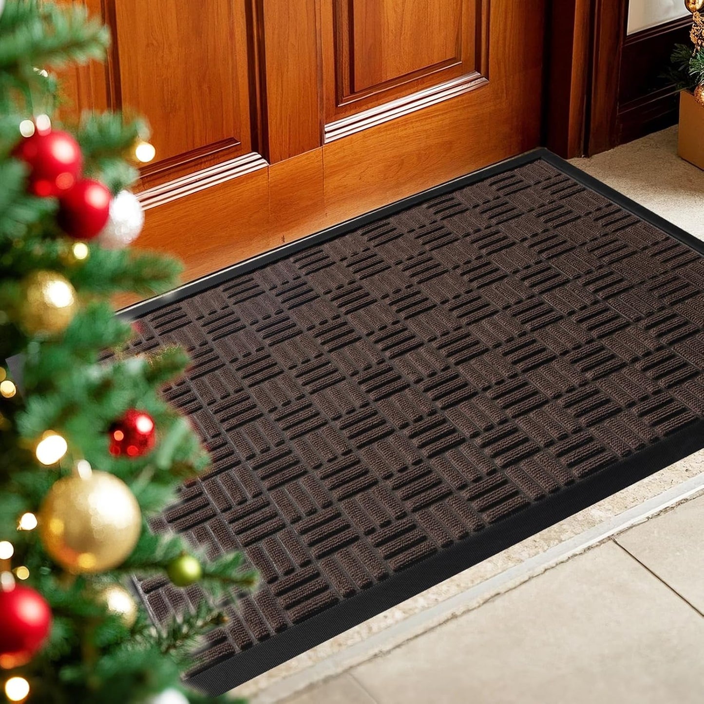 Mibao Front Door Mat, Heavy Duty Durable Welcome Mat for Outdoor Indoor, Dirt Trapper Waterproof Super Absorbent Door Mat for Entryway Outside Patio Porch, 29.5" x 17", Grey