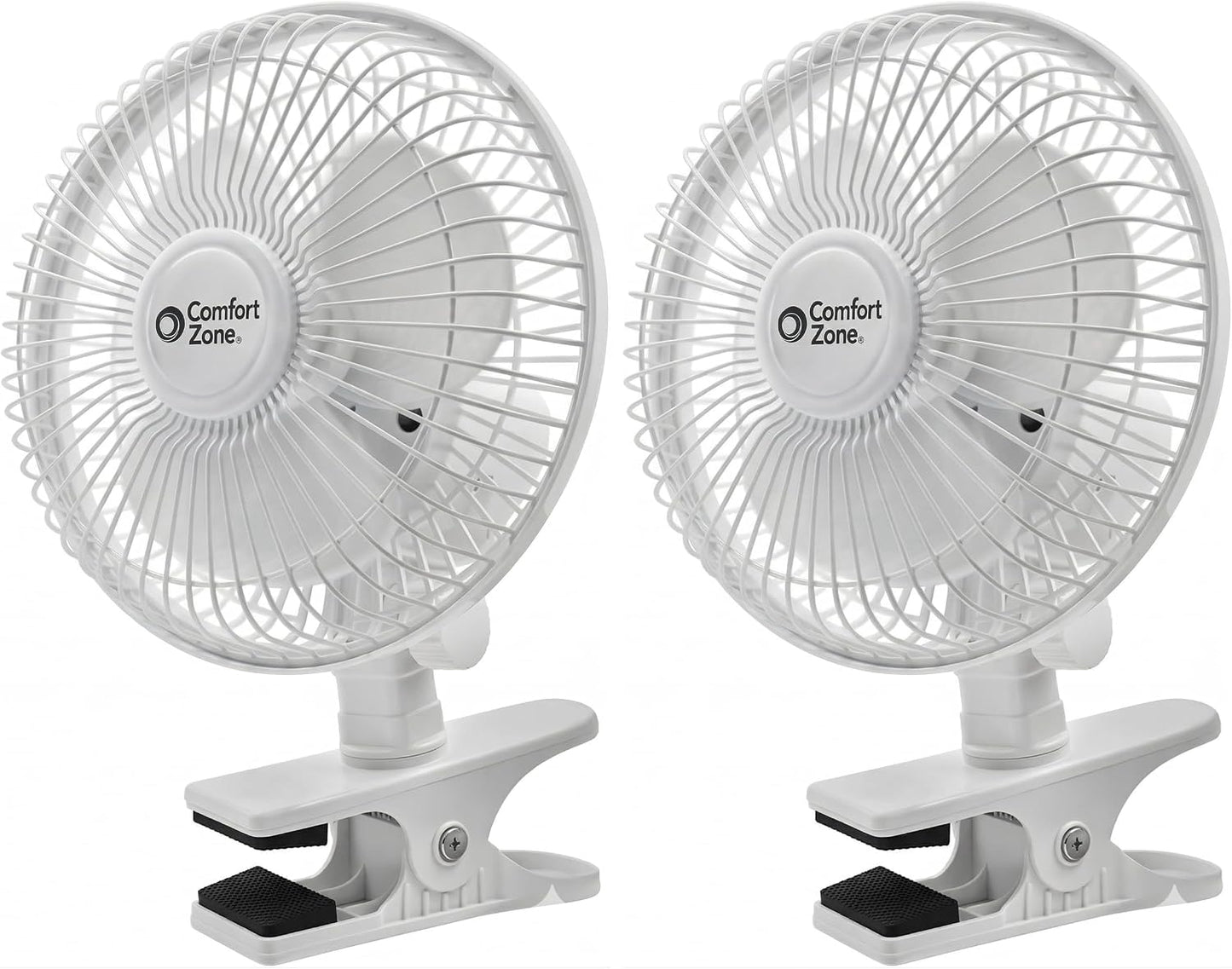 Comfort Zone 6-Inch Corded Clip-On Personal Fan – 2-Speed Quiet Desk Fan with 360° Rotation, Fully Adjustable Tilt & Secure Strong Clamp – Mini Air Circulator for Desks, Bedside & Office
