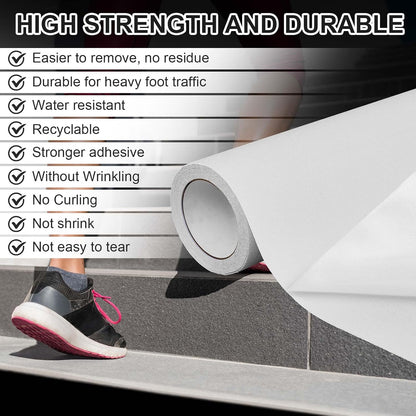 Watersay 8 Inch x 20 ft Anti Slip Traction Tape Waterproof Clear Non Skid Tape Durable Grip and Friction Stair Non Slip Strips Abrasive Adhesive for Stairs Steps Ramp Outdoor Indoor