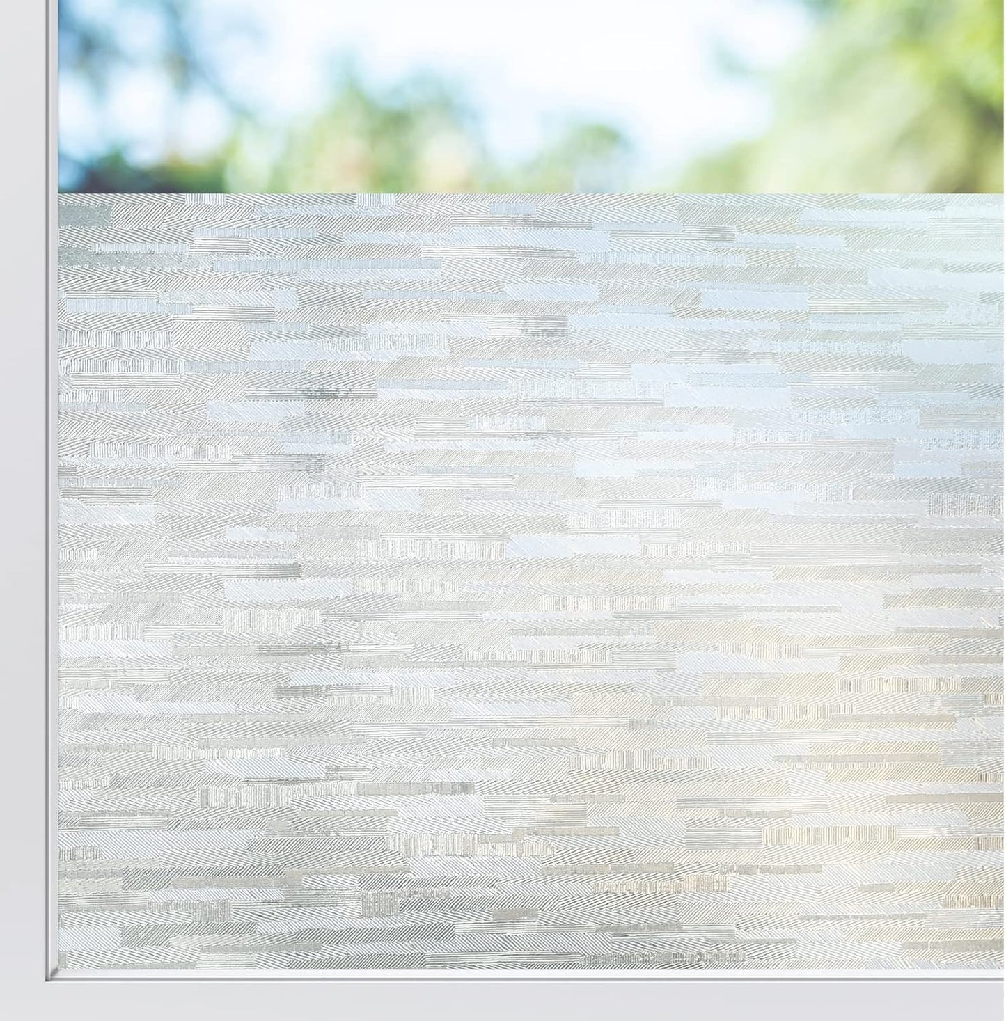 rabbitgoo Window Privacy Film Frosted Glass Film Removable Vinyl Door Coverings UV Blocking Decorative Static Cling Non-Adhesive Window Clings Sticker for Home Decor, 17.5 x 78.7 Inches