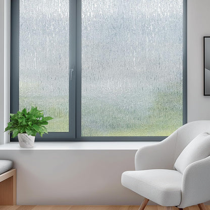 LUTE Reeded Glass Window Privacy Film, Frosted Glass Film, Removable 3D Decorative Decals Sun Blocking Anti UV Door Window Cover, No Glue Static Cling Vinyl for Bathroom Home Office, 17.5" x 78.7"