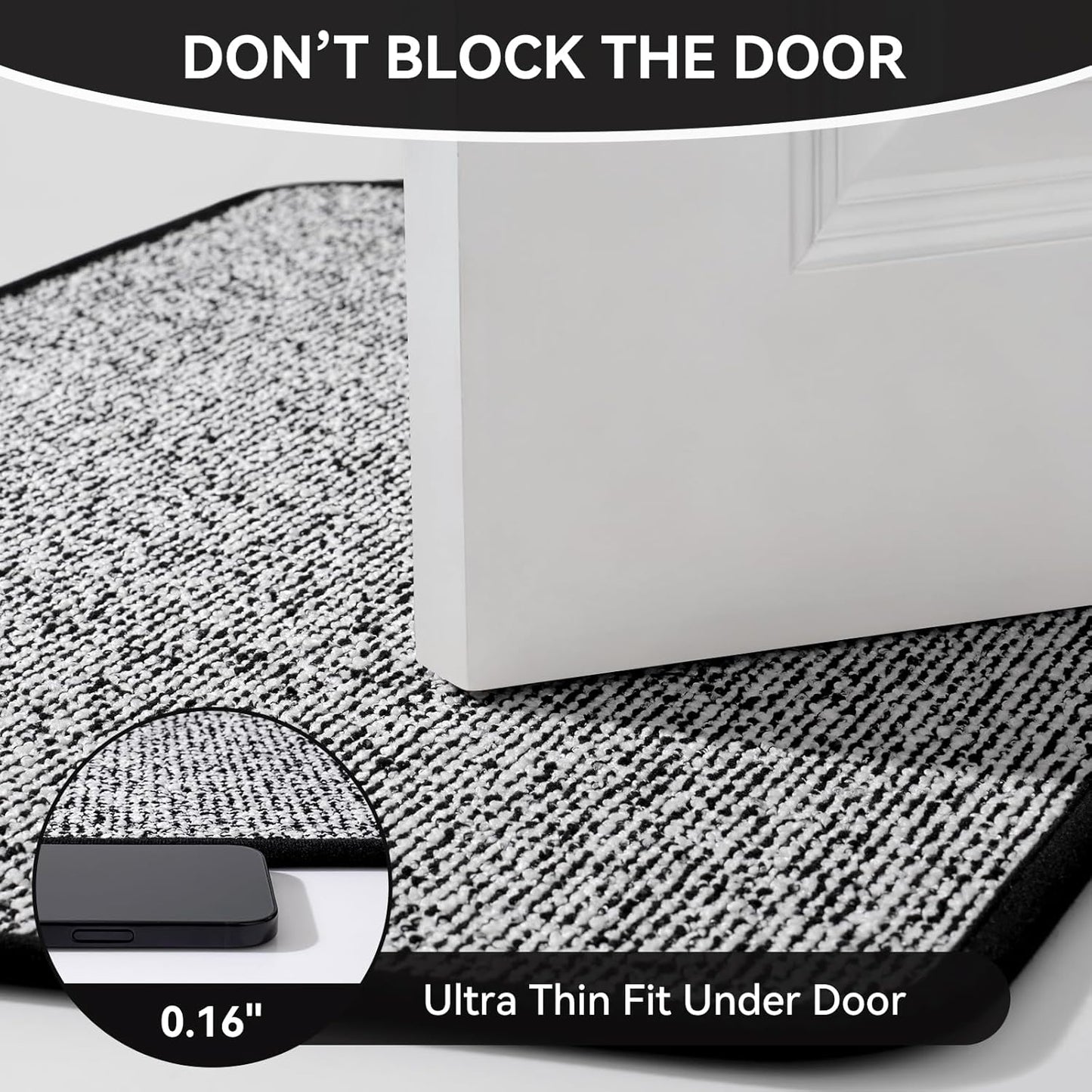 Non Slip Bath Mat with Rubber Backing, Absorbent Quick Dry Bath Rugs Washable, Thin Bathroom Rugs Fit Under Door for Bathroom Floor, Shower and Sink, 16"×24", Grey