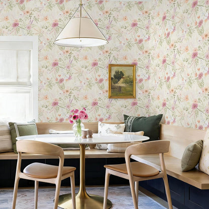 Dimoon 17.3''x78.7'' Peel and Stick Wallpaper Floral Cute Contact Paper Vintage Village Country Cottage Wallpaper Farmhouse Yellow Beige Renter Friendly Geometry Waterproof Embossed Kitchen Bedroom