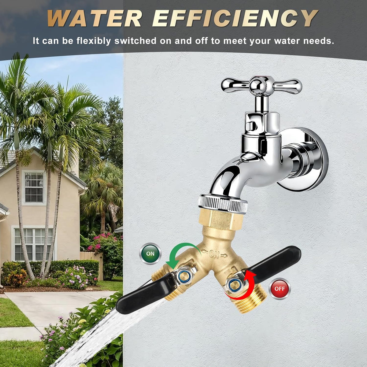 Brass Hose Splitter 2 Way, Heavy Duty Garden Hose Splitter with Shut Off Valves, Y Connector Hose Adapter, No Leak, Includes Washers & Teflon Tape – Dalmbox