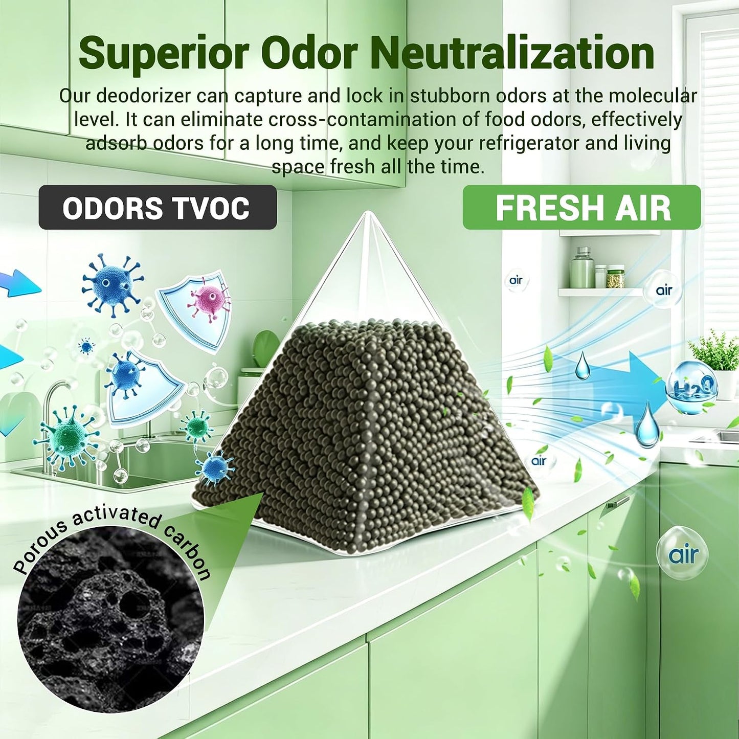 Activated Charcoal Odor Absorber 30 Pack (30 * 20g), Natural Air Purifying Bags, Refrigerator Deodorizer, Shoe & Closet Odor Eliminator, Reusable Non-Toxic Air Freshener for Home Car Basement
