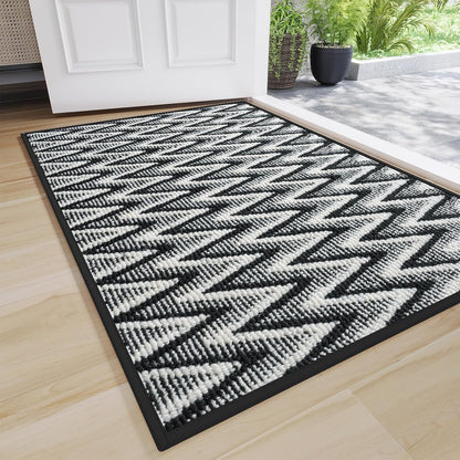 Door Mat 17"x30",Door Mat Indoor Entrance Dirt Resistant and Absorbent Non-Slip Rubber Backing Front Door Mats Washable Low-Profile Indoor Mats for Entryway, Inside Entrance Easy Clean Gray