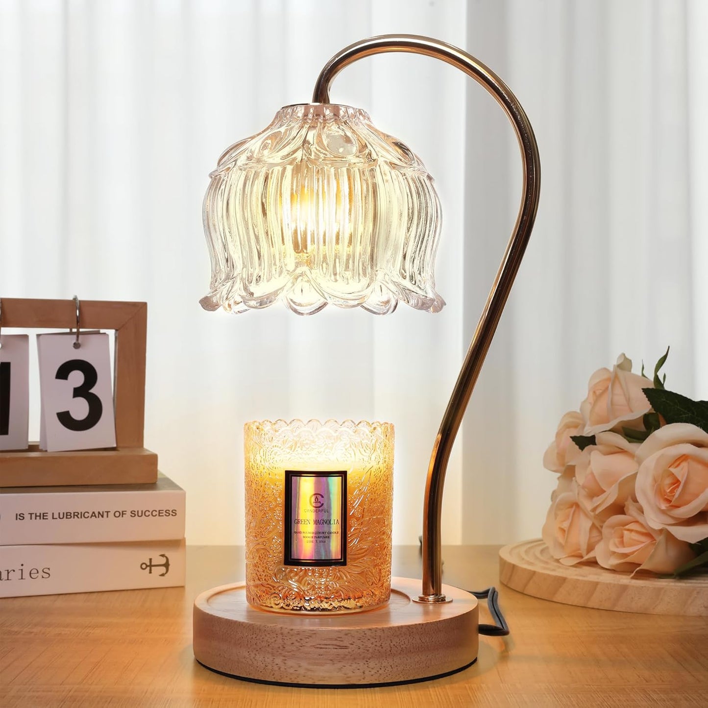 Flower Candle Warmer Lamp with Timer & Dimmer - Fits All Jar Scented Candles - Christmas & Mother's Day Gift for Women，Mom，Her