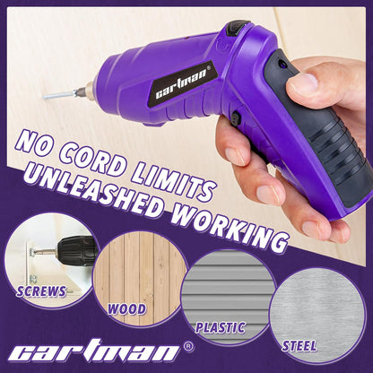 CARTMAN Orange 198-Piece 12V Cordless Drill Tool Combo Kit | Complete DIY repair tools for home, office & garden maintenance, professional household tool set with robot style storage box