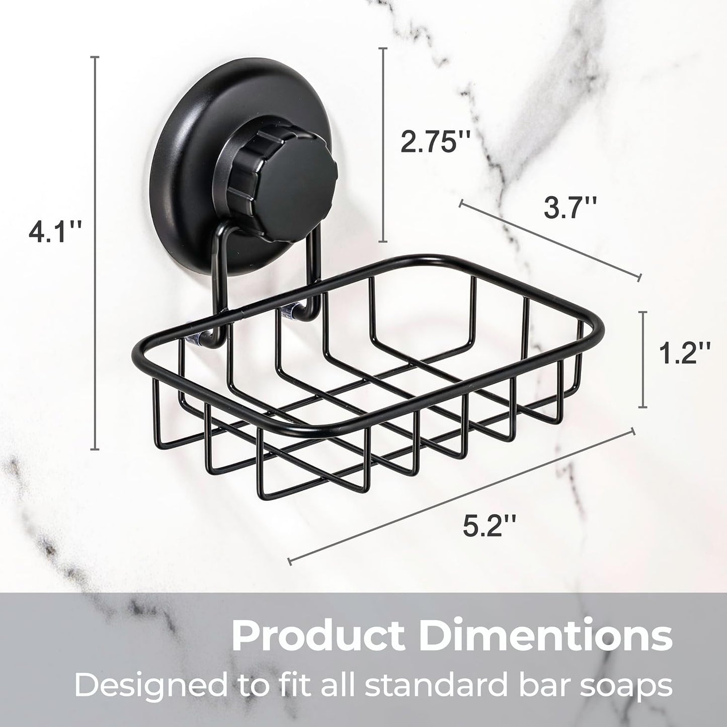 HASKO 2-Pack Suction Cup Soap Holder – Bar Soap Dish for Shower with Hooks for Bathroom – Optional Mounting with Adhesive Tape or Glue – Includes 2 Soap Savers – Stainless Steel SS304 - Silver