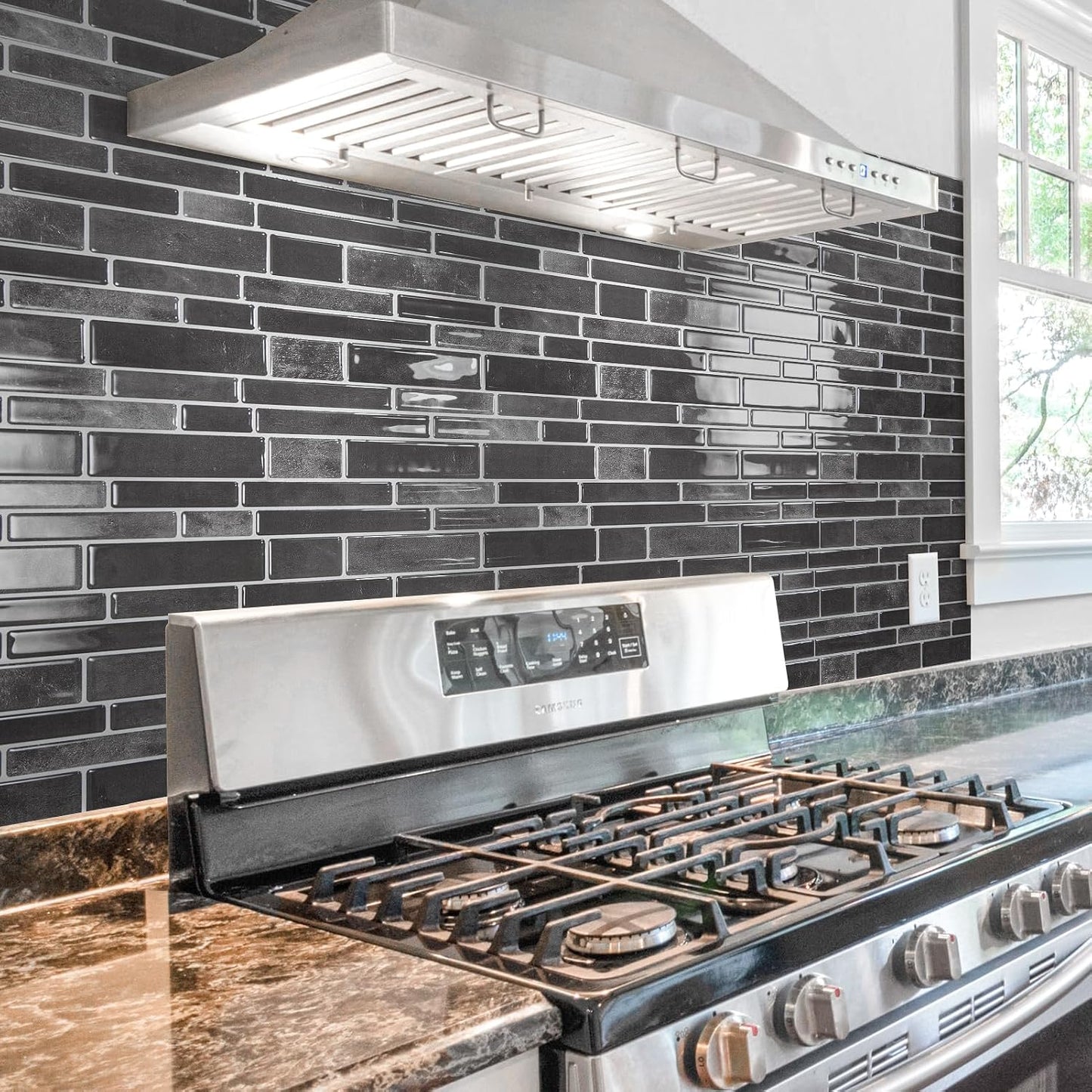 Art3d 10-Sheet Premium Stick On Kitchen Backsplash Tiles, 12"x12" Peel and Stick Self Adhesive Wall Tiles, White Marble Design