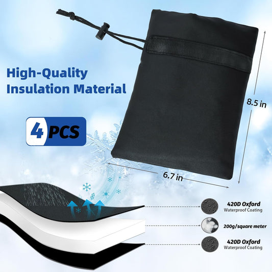 Outdoor Faucet Covers for Winter Freeze Protection 4 Pack Reusable Garden Faucet Cover Socks for Various Faucet Water Spigot Pipe Hose Bib,Waterproof Insulated Anti-Freeze Covers-Reflective Velcro