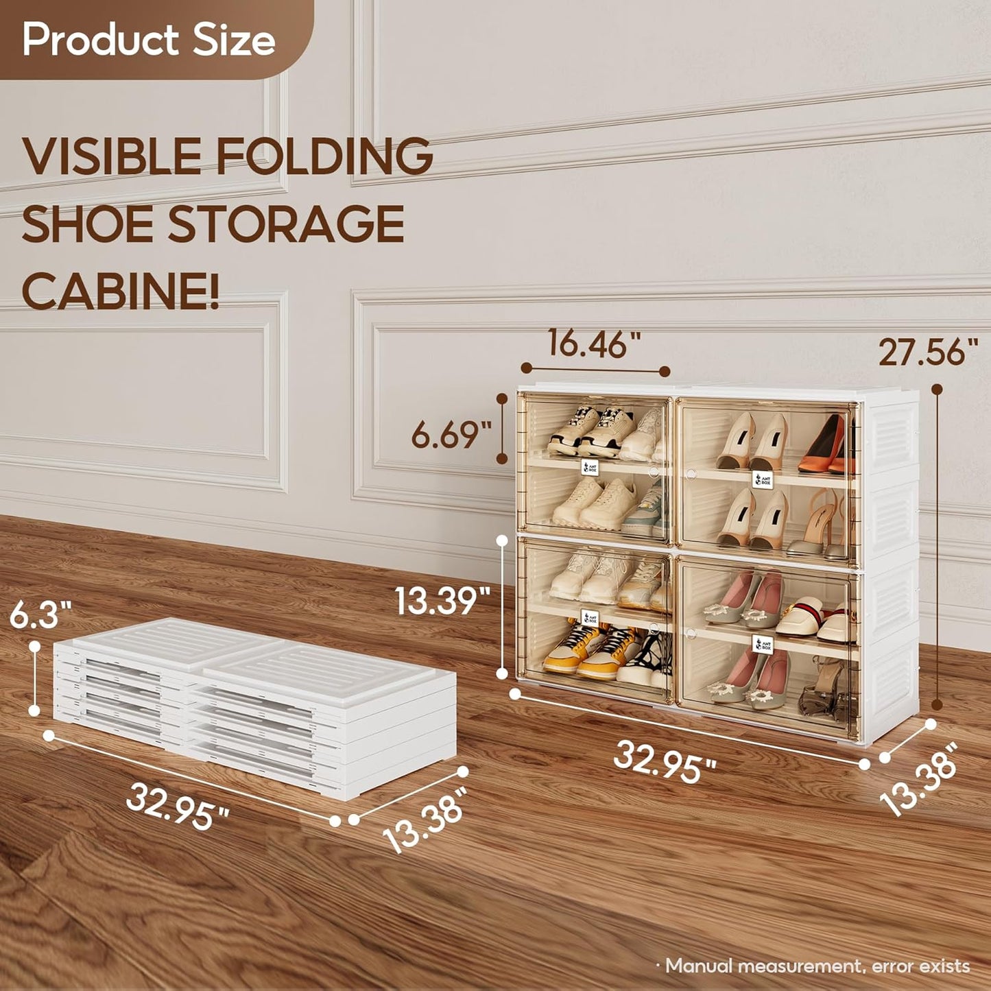 ANTBOX Portable Shoe Rack Organizer for Closet Entryway, Stackable Sneaker Storage Shoe Cabinet with Magnetic Clear Door, Large Plastic Storage containers Bins with Lids 7 Tiers 28 Pairs