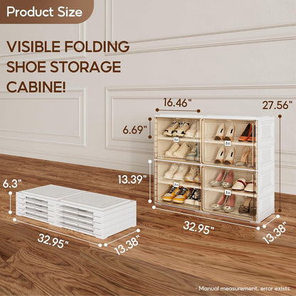 ANTBOX Portable Shoe Rack Organizer for Closet Entryway, Stackable Sneaker Storage Shoe Cabinet with Magnetic Clear Door, Large Plastic Storage containers Bins with Lids 7 Tiers 28 Pairs