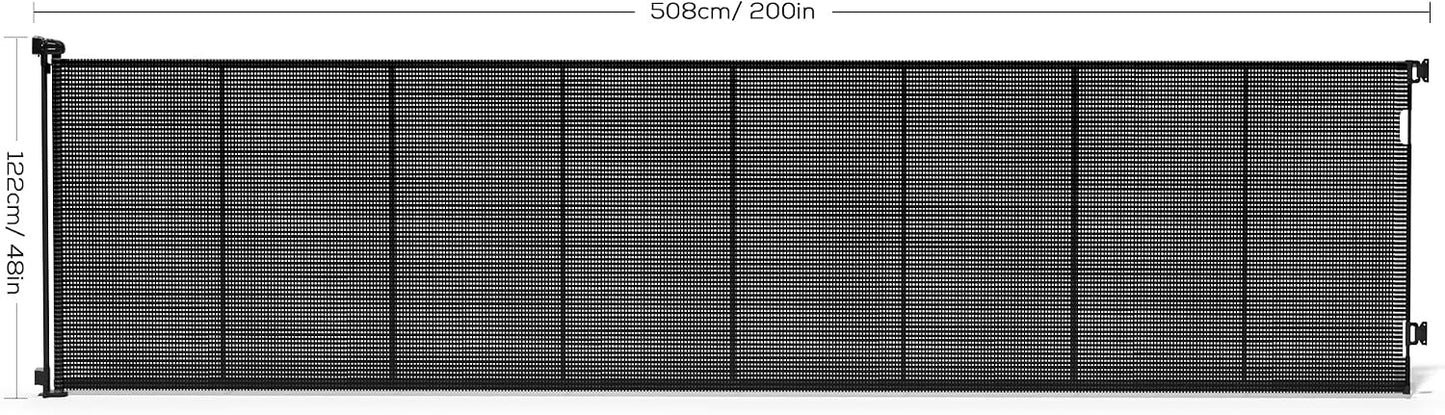 Retractable Baby Gate for Stairs, 42" Tall X 200" Wide Mesh Dog Gate Indoor, Child Gate for Doorways, Hallways, Deck, Indoor Outdoor Pet Baby Safety Essentials for Home, Black