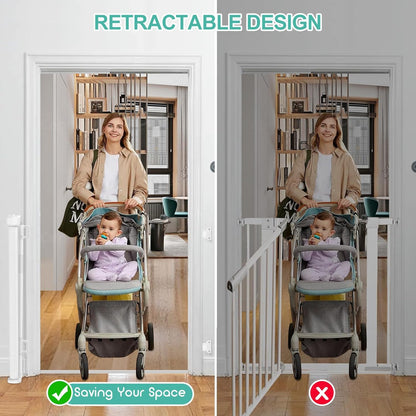 71 inch Retractable Baby Gates, EZIGO Extra Wide Baby Gate for Large Opening Extra Long Mesh Gate for Kids or Pet Dog Gate Child Safety Gate for Stairs Hallways Doorway Indoor Outdoor, Gray