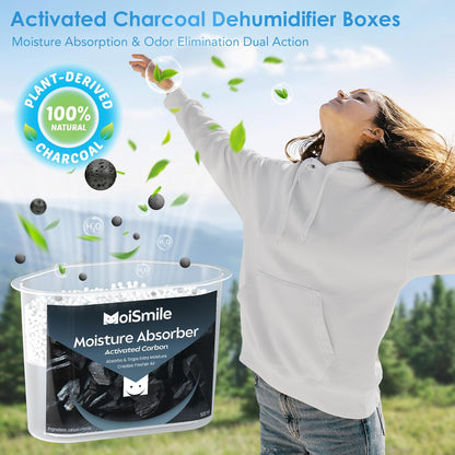 Moisture Absorbers, Efficient Humidity Absorber ＆ Odor Eliminator Boxes, Refillable Car Dehumidifier for Closet, Bathroom, Basement＆ RV, 3 Pack, Fragrance Free