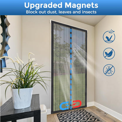 Smartor Magnetic Screen Door Magnetic Closure Fits 36"x82" Doors |Polyester - Retractable Screen Door Mesh| Self Sealing|Hands Free |Keeps Bugs Out|Pet and Kid Friendly-38 Inch x 83 Inch