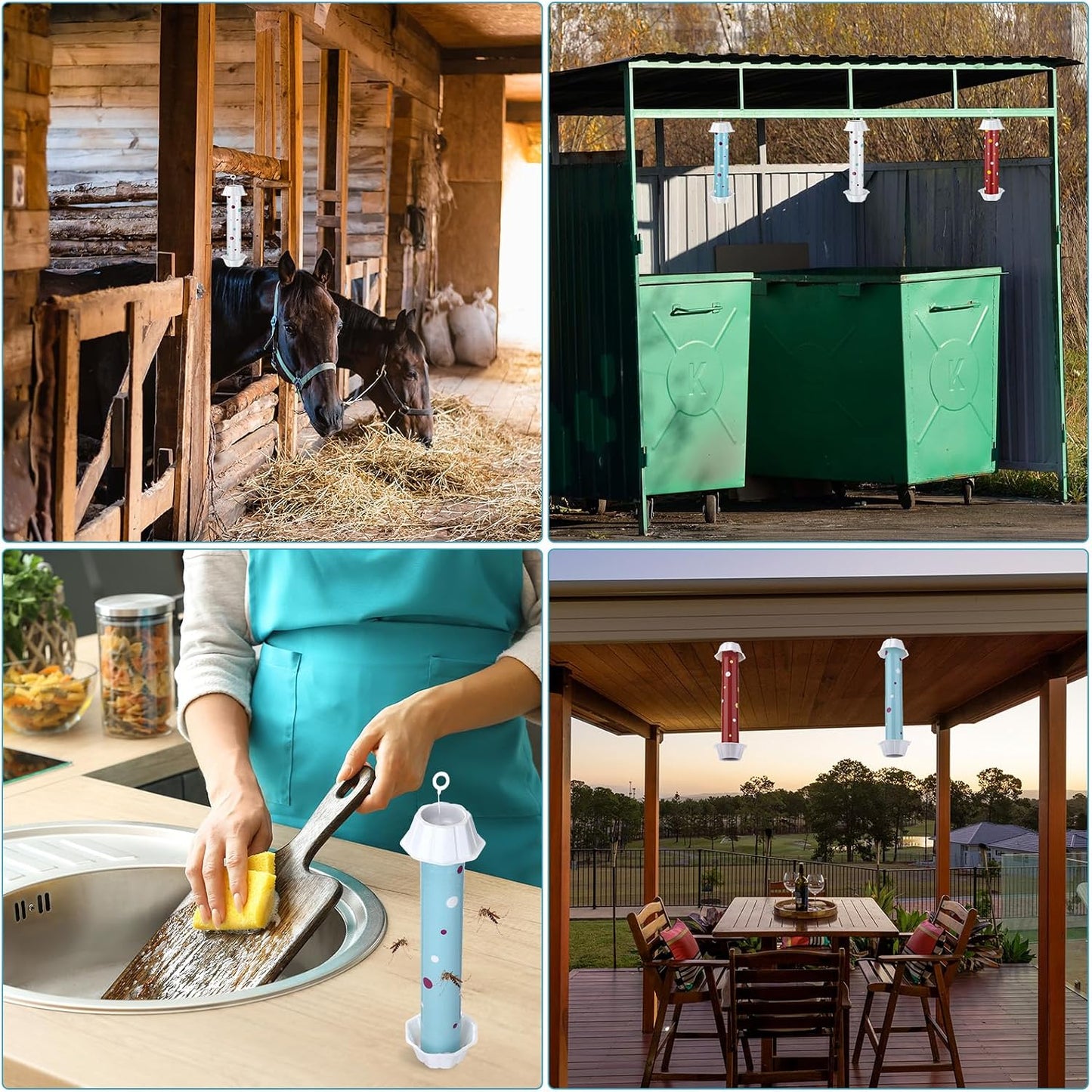 12 Pcs Sticky Fly Trap Fly Stick Indoor Outdoor Long Lasting Adhesive Fly Catcher with Hanging Hook for Wasps Gnats Bugs Insects Moths Fruit Flies Mosquitoes Spiders Fleas (White)