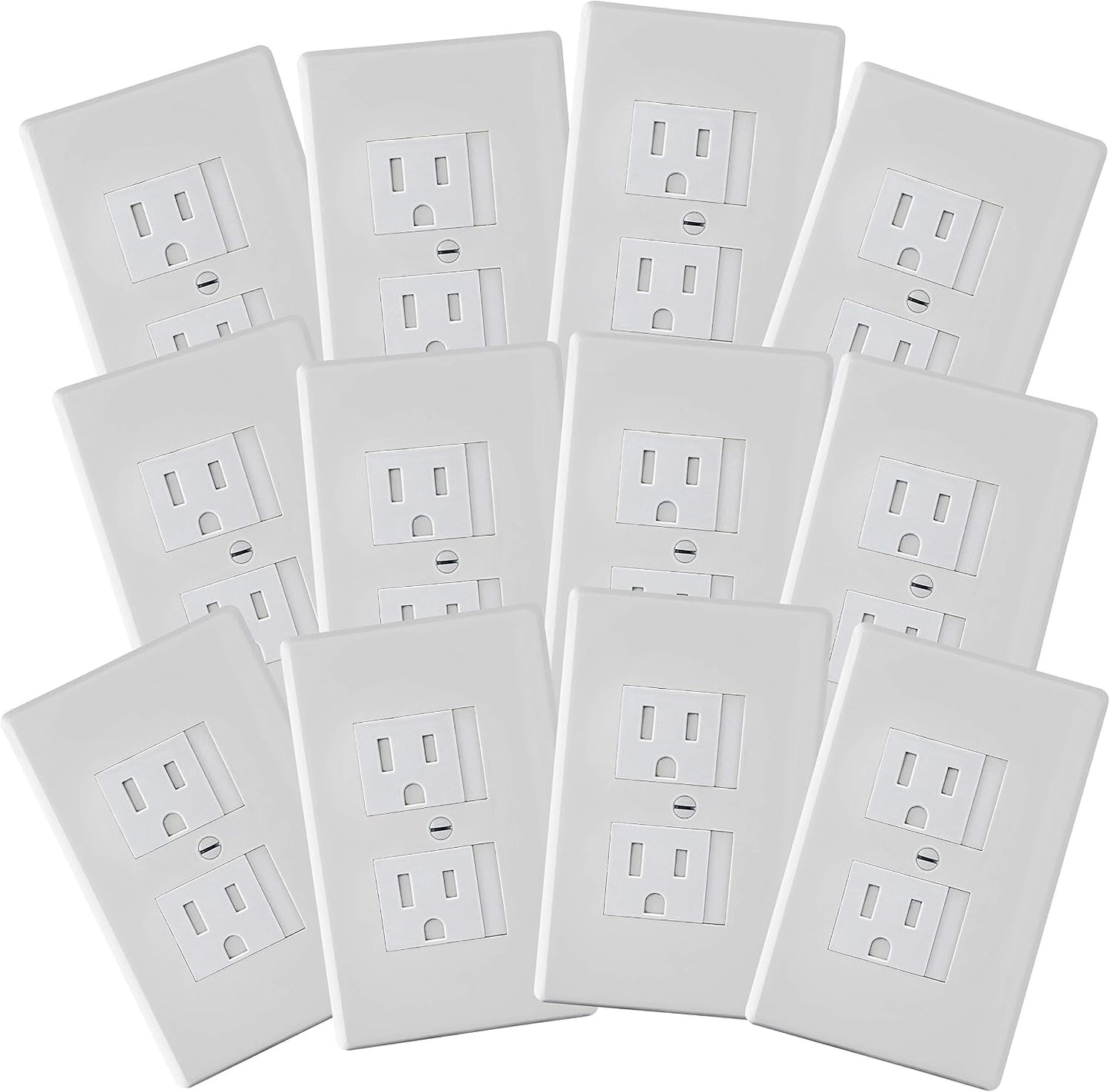 Safety Innovations Self-Closing Babyproof Outlet Covers - (For Center Screw Outlets Only) An Alternative To Wall Socket Plugs for Child Proofing, (12-Pack), (1-Screw), (White) White)
