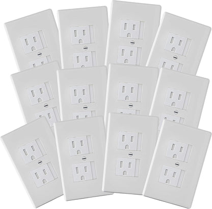 Safety Innovations Self-Closing Babyproof Outlet Covers - (For Center Screw Outlets Only) An Alternative To Wall Socket Plugs for Child Proofing, (12-Pack), (1-Screw), (White) White)
