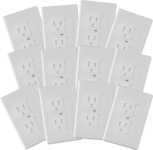 Safety Innovations Self-Closing Babyproof Outlet Covers - (For Center Screw Outlets Only) An Alternative To Wall Socket Plugs for Child Proofing, (12-Pack), (1-Screw), (White) White)