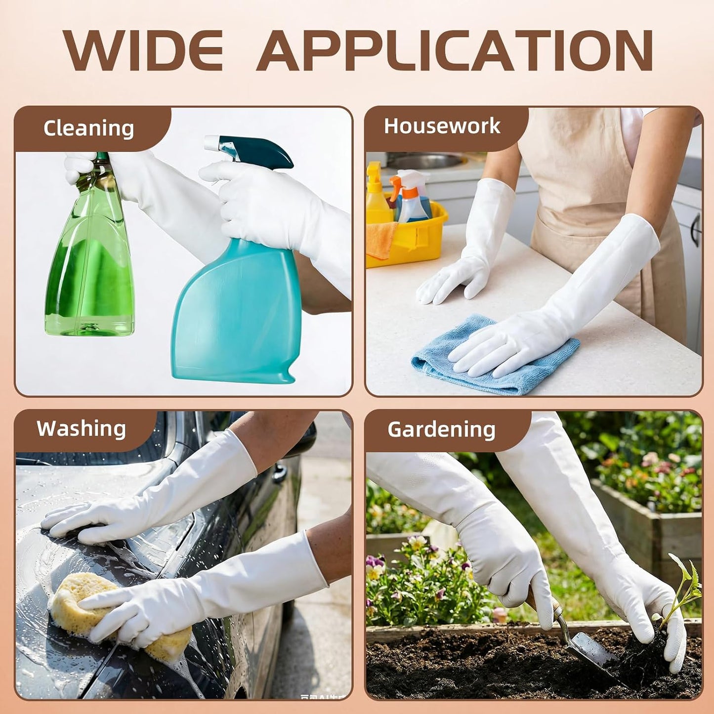 50 Counts 16" Long Disposable Nitrile Gloves Latex Free Dishwashing Gloves Waterproof for Household Clean Gardening(Blue,L)