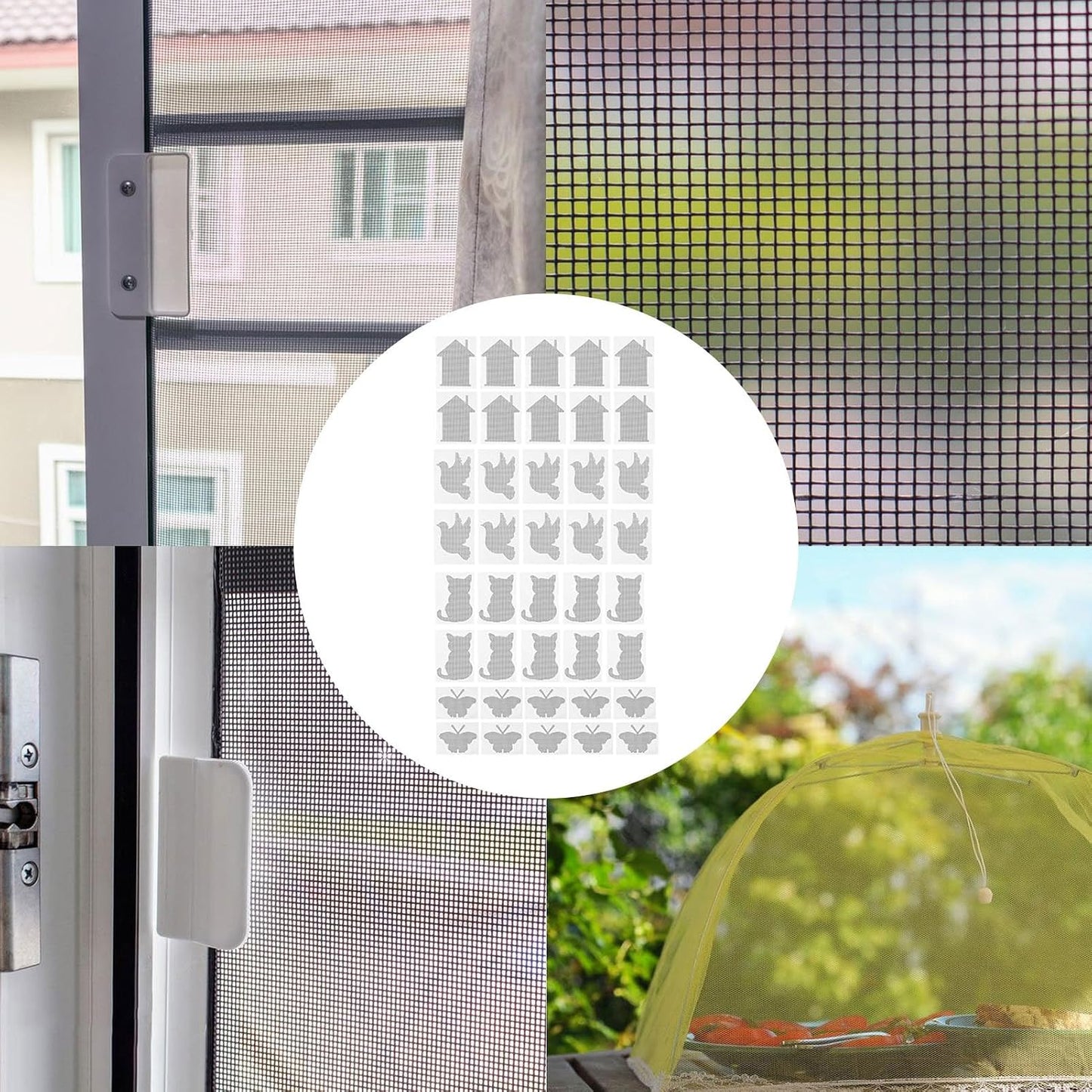 Window Screen Patch - 40 Pack Mesh Repair Tape, Self Adhesive Heavy Duty Protector, Tear Cover Strip | Porch Patio Balcony Tent for Porch Patio Balcony Tent