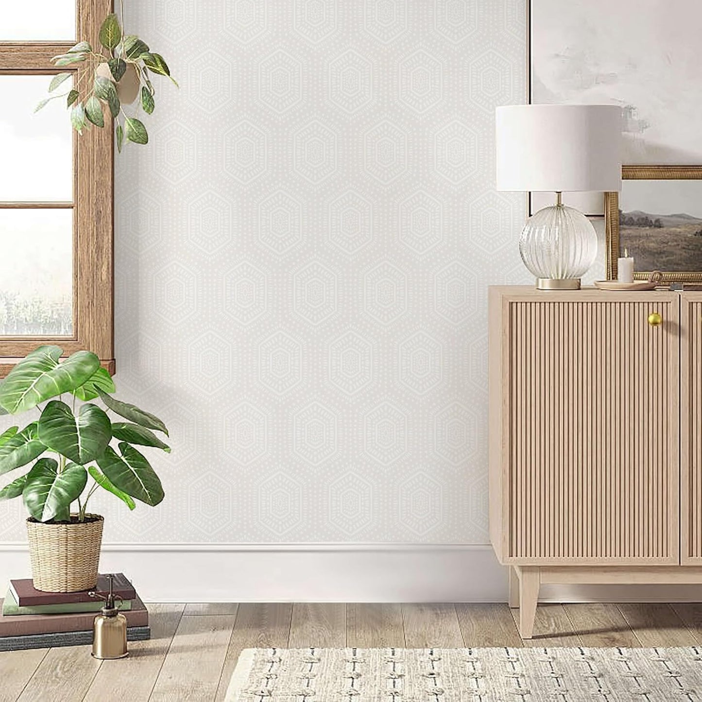 Heroad Boho Peel and Stick Wallpaper Beige Renter Friendly Wall Paper Peel and Stick Modern Contact Paper Neutral Geometric Wallpaper for Bedroom Bathroom Cabinets Decor Vinyl Waterproof 17.3"x78.7"