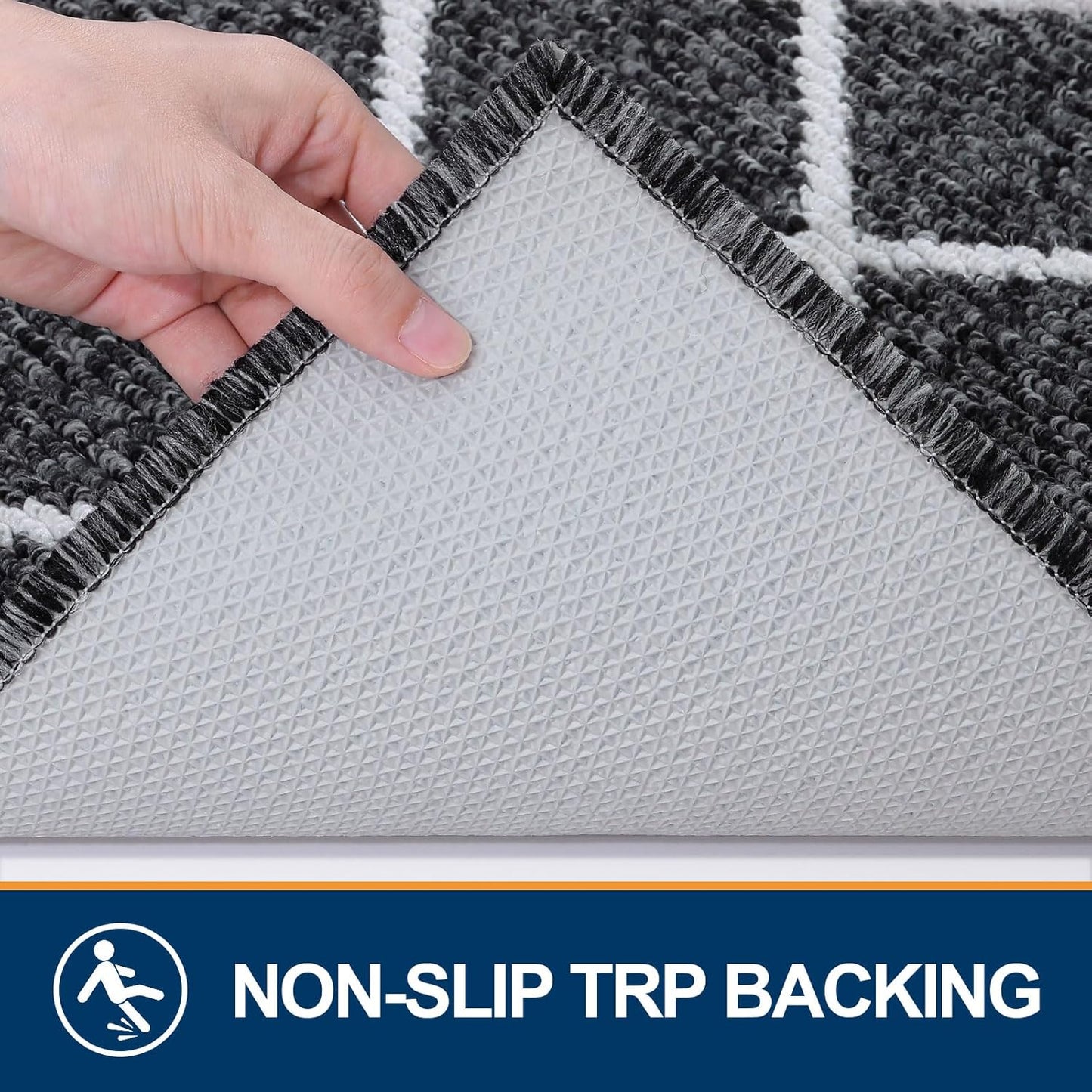 Finchitty Indoor Door Mat, Dirt Resistant and Absorbent, Low-Profile, Non-Slip, Washable Inside Floor Mats for Front Door, Back, and Entrance, 32" x 20", Grey