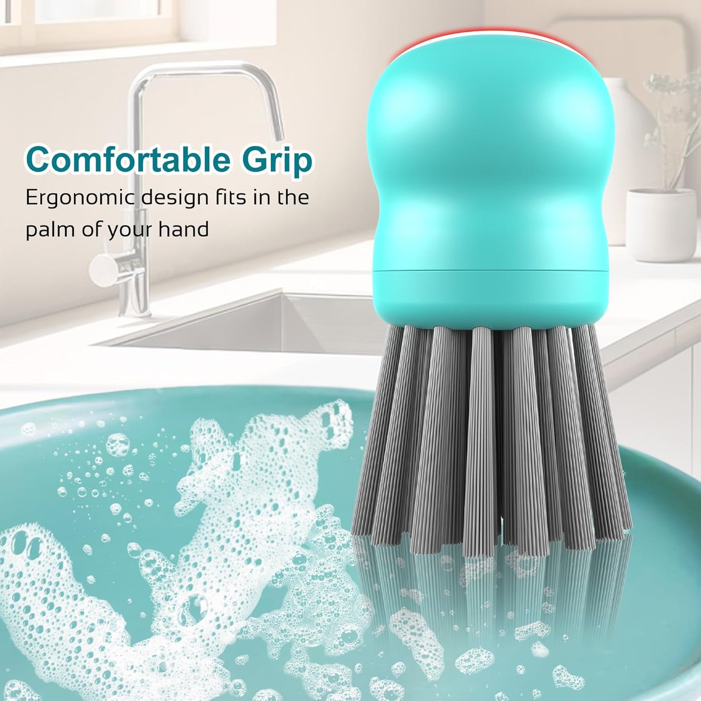 Mini Dish Brush for Cleaning Chicken Shredder, Palm Brush Dish Scrubber with Ergonomic Grip, Kitchen Brush for Washing Dishes, Pans, Pots, Sink (1, Black)