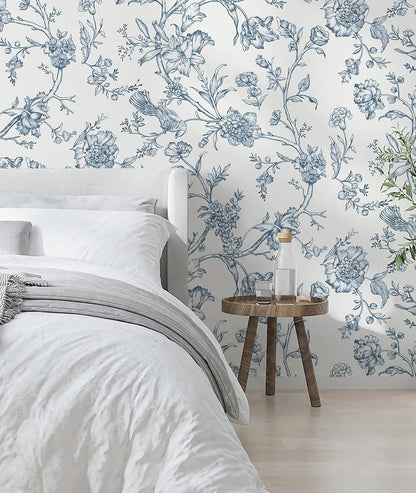 Safiyya Peel and Stick Wallpaper Vintage Floral Contact Paper 17.3" x 78.7" Wall Paper Renter Friendly Self Adhesive Removable Wallpaper for Bathroom Vinyl