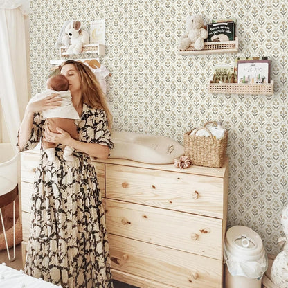 Dimoon 17.3''x78.7'' Peel and Stick Wallpaper Floral Cute Contact Paper Vintage Village Country Cottage Wallpaper Farmhouse Yellow Beige Renter Friendly Geometry Waterproof Embossed Kitchen Bedroom
