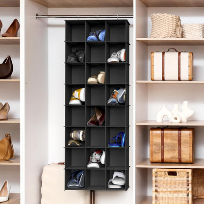Simple Houseware 24 Section Shelves Hanging Shoes Organizer Holder for Closet, Gray