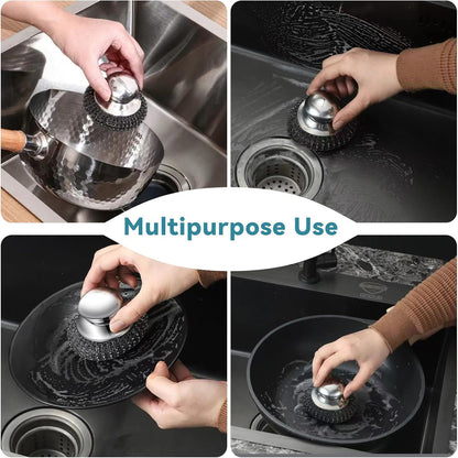 Steel Wool Scrubber, Oven Cleaner Brush, Stainless Steel Scrubber and Crevice Brushes Cleaning Set for Dishes, Iron, Pots, Stoves, Barbecue Grills, Sink