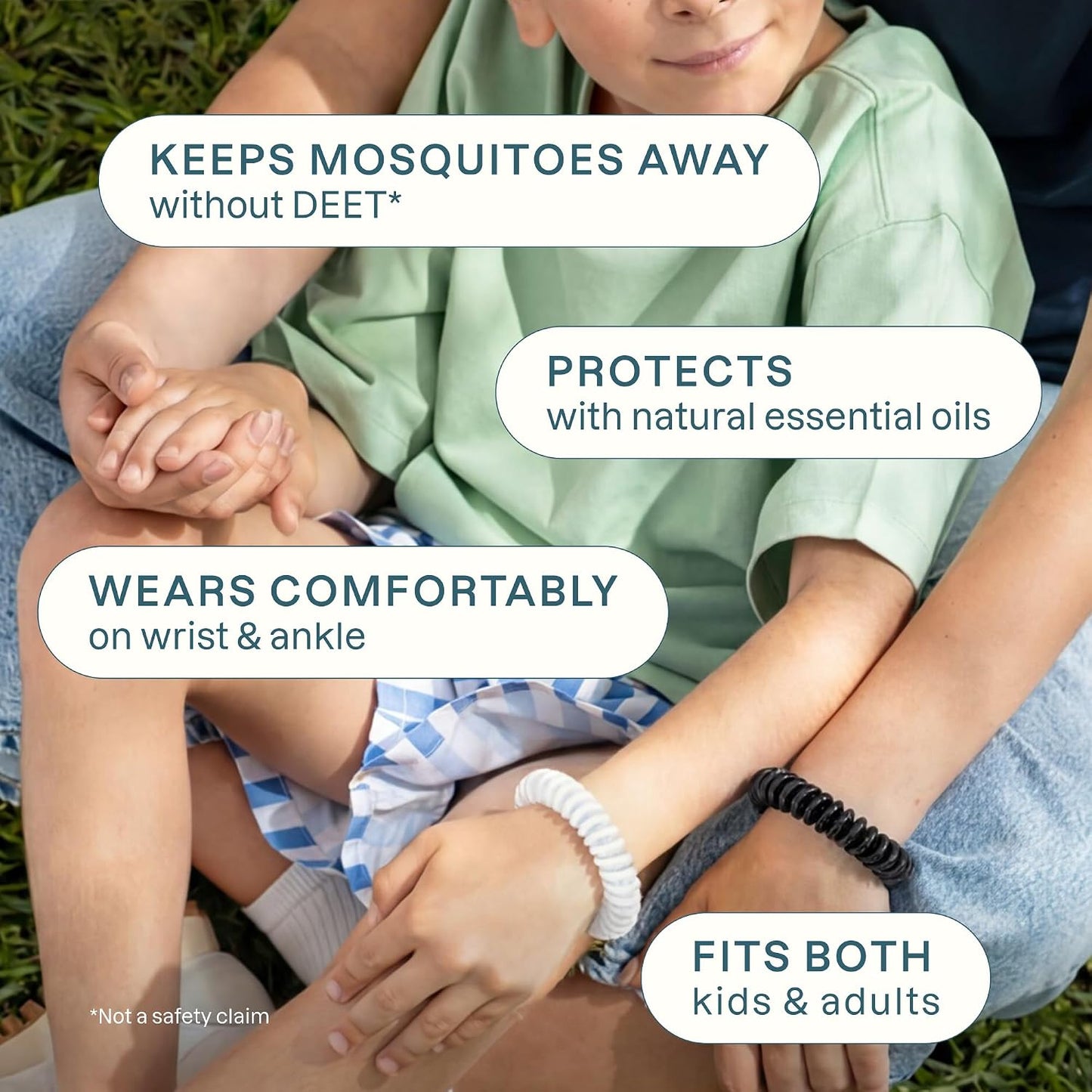 Cliganic 10 Pack Mosquito Repellent Bracelets for Adults & Kids - Natural DEET-Free Bands, Individually Wrapped