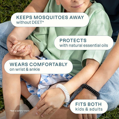 Cliganic 10 Pack Mosquito Repellent Bracelets for Adults & Kids - Natural DEET-Free Bands, Individually Wrapped