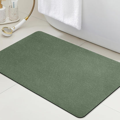 ACCUMTEK Non Slip Bath Mat, Thin Bathroom Rugs Fit Under Door, Quick Dry Bath Mats, Machine Washable Bath Rugs for Bathroom, Bathtub & Kitchen, Grey/Bordered/24 x17